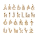 Full set of 26 gold letter pendants with sparkling zircon stones on a white background - 26 Letters Set-Gold