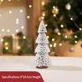 Mini frosted Christmas tree with snow effect and wooden base, size 8x20.5cm height - Tower Pine Needle Tree 20cm No Light