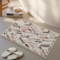 Absorbent chenille bath mat with orange and grey abstract geometric texture - Interlaced Lines