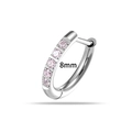 Zilveren G23 titanium scharnierende oorring van 8mm met roze zirkonia steentjes - Roze (T2562-8mm Roze) / 8mm