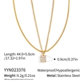 Detailed size specifications for 18K gold plated double layer necklace with dimensions - Gold Double Layer Square Zirconia Style (YYN023376)