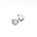 Square silver metal charms with clear faceted gemstone in high-quality professional studio shot - 6mm / Square Steel White