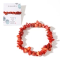 Bracciale chakra con pietre rosse naturali irregolari e cordino elastico su carta - Rosso-Con Carta