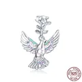 925 sterling silver flying dove charm pendant with colorful enamel wings for DIY jewelry - 925 Silver / Colorful Peace Dove Charm