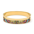 Golden hinged bangle featuring colorful enamel abstract patterns and polished finish - Abstract Art Painted Style (款式8)