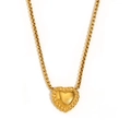 Mini gold heart necklace for women featuring a 18K gold plated box chain and heart pendant - Mini Heart Pendant Necklace / Gold