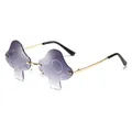 Unique mushroom-shaped rimless sunglasses with purple gradient lenses and gold metal frames - Gradient Grey