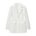 Elegante abito blazer bianco doppiopetto con maniche lunghe e tasche con patta - XS / Bianco