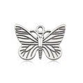 Antique silver butterfly pendant with vintage hollow design for DIY jewelry making - The Large Butterfly In 17315-22x16mm-2gm210
