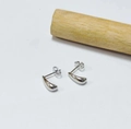 Minimalist silver teardrop stud earrings in polished stainless steel for women - Steel Curved Teardrop Bean / 12*4.5mm