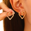 Elegant gold twisted heart stud earrings with vintage braided texture for women - Gold Twist (N-072)