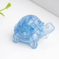 Blue turtle resin figurine with sparkly crystal fragments for tabletop decoration - Aquamarine