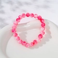 Pink and white marble textured beaded crown bracelet on a minimalist white ceramic tray - Pink White Marble