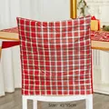 Classic red and white plaid Christmas chair cover 45x55cm for festive dining decor - Christmas Plaid Chair Cover Style 02