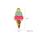 14K gold plated stainless steel ice cream charm pendant with colorful enamel and diamonds - 33 Enamel Ice Cream Cone
