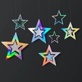 7-piece set of holographic laser cut-out star ornaments for Christmas party decor - Hollow Star 7-Piece Set / Iridescent