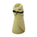 Vista dell'originale cappello di paglia beige piegato con dettaglio fiocco nero - M(56-58cm) / Beige