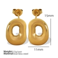 Pendientes ovalados huecos irregulares dorados en acero inoxidable, tamaño 15mm por 11mm - Pendientes / Dorado