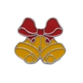 Christmas brooch featuring two yellow bells and a red bow in enamel metal finish - C1852-9-Double Bells