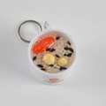 Realistic white bowl porridge keychain with grains and red date food charm accessory - Large / Wolfberry Sago Dew Keychain