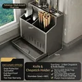 Wall-mounted gunmetal stainless steel kitchen knife and cutlery holder with drip tray - Gun Grey Stainless Steel 2-Slot Knife Holder (Countertop Model)