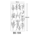 Sketch floral temporary tattoo sticker BK-104 with roses and botanicals 96x190mm - BK-104 / 96*190mm