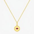 S925 sterling silver necklace with marquise red gemstone and vintage rope edge pendant - 925 Silver / Gold with Red Rhinestone