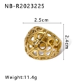 Dettaglio dimensioni dell'anello a fascia larga a cuore traforato placcato oro 18K - US 7 / Cuore Cavo (NB-R2023225)