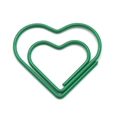 Green heart-shaped metal paper clip for office and creative bookmark decoration - Green