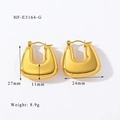 Detailed dimensions of 18K gold plated chunky U-shape hoop earrings 27mm height - U-Shaped Chunky / Gold