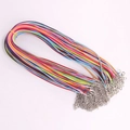 Détail de cordons de collier cirés colorés avec fermoirs homard et chaînes d'extension - Diamètre 2.0mm/Multicolore/Avec Chaîne d'Extension