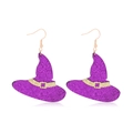 Halloween lila Glitzer Hexenhut Ohrringe mit Roségold Haken für festlichen Schmuck Accessoire - Zauberhut Ohrringe