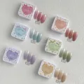Solid nail art gel set with 6 gradient colors in white jars from pink to champagne - Gentle Home Patting Gel 6 Colors (one Set Includes Patting Cotton)