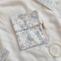 Floral cotton sanitary pad pouch with purple flowers and cute bear print design - Embossed Rose Bear