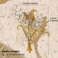 Golden wheat ear flower brooch with sparkling marquise zircons sized 3.5cm by 5.5cm - Gold Wheat Spike Zirconia (BRS-J422G)