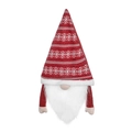 Puntale gnomo di Natale con cappello rosso a maglia con fiocchi di neve e barba bianca - Stella Dell'albero Di Natale E Berretto Rosso Lavorato A Maglia