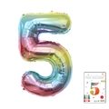 40-inch gradient rainbow number 5 foil balloon with retail card packaging - 40-inch Gradient 5-piece Paper Card