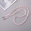 Pink beaded crossbody phone chain with transparent heart charms and metal clasps - K3100 Sweet Cool Heart Crossbody Chain Pink