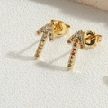 Elegant gold arrow stud earrings with colorful zircon stones in a trendy minimalist style - Colorful Zircon Arrow
