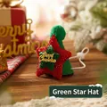 Chapeau de Noël vert pour animaux en feutre avec étoile à paillettes et lettrage doré festif - Étoile Vert Paillettes Chapeau / Vert