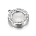 Colgante redondo de acero inoxidable plata con círculo de circonitas para joyas - Estilo de Anillo Único Color Acero (KLJ6757-Z)