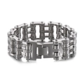 Bracelet chaîne de moto multicouche en acier inoxydable poli pour homme - Style Argent Brillant (KB42362-D)