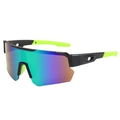 Cycling sunglasses with colorful gradient lens and neon green anti-slip matte frame - Sand Black Green Mercury