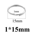 Stainless steel split ring connector in silver finish, size 1mm thick and 15mm diameter - 1x15mm / Silver