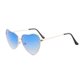 Gafas de sol retro de corazón con lentes azul degradado y montura fina de metal oro rosa - Azul Degradado