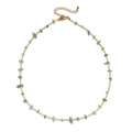 Bohemian choker with gold beads and irregular light green stones for layered styling - Green