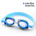 Lake blue kids swim goggles with cute cartoon fish design and adjustable silicone strap - Lake Blue Fish