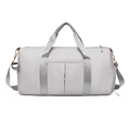 Light grey dry-wet gym bag with rose gold hardware and adjustable shoulder strap - Light Gray