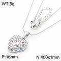 Collana a cuore in acciaio inossidabile argento con intarsio di cristalli e texture - Collana color acciaio (KN287670-KFC)