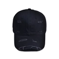 Retro distressed black baseball cap with ripped brim and streetwear aesthetic - Adjustable: 56-60cm / Black
